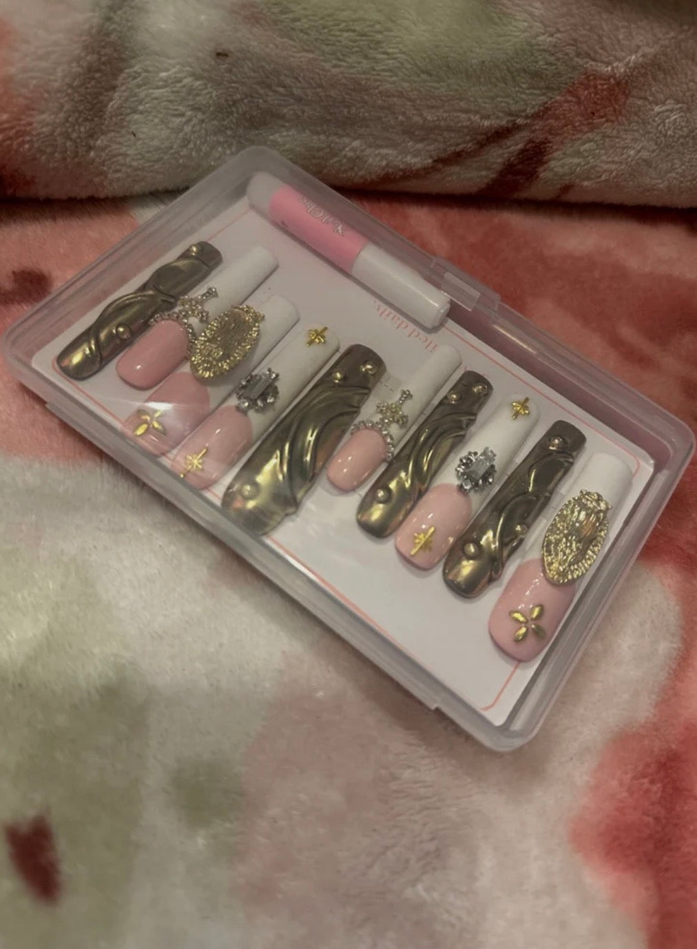 long French tip nails